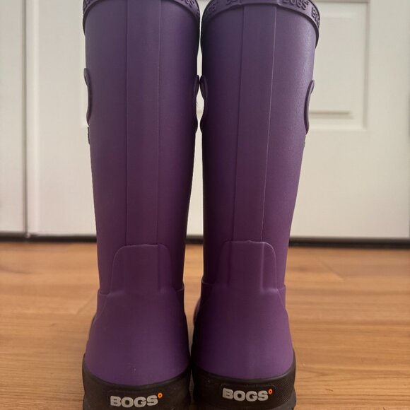 Bogs Kids Waterproof Plush Rain Boots Purple - Barely Worn - Fuzzy Warm size 1 - Picture 8 of 13